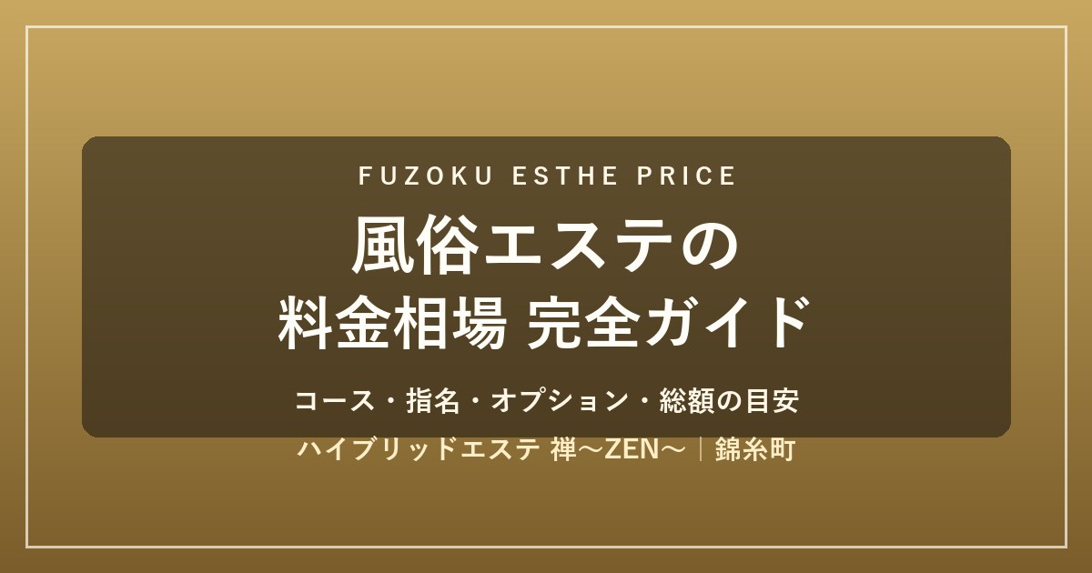風俗エステの料金相場完全ガイド